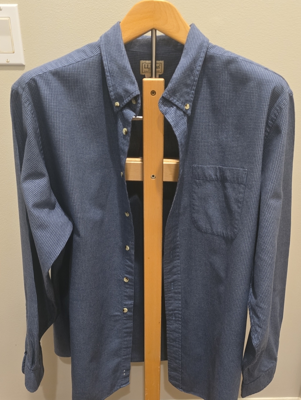 L.L.Bean Men's Blue Houndstooth Shirt